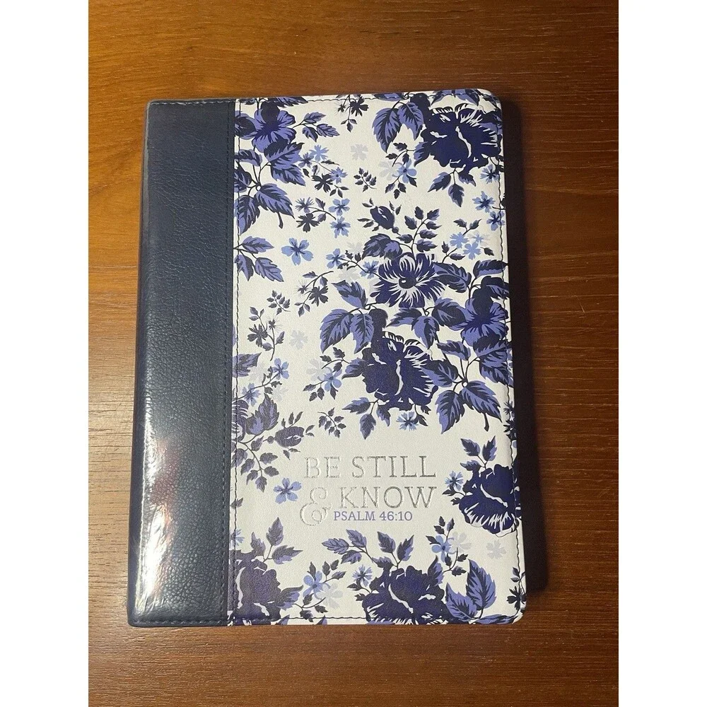 Christian Arts Gifts Journal Blue Floral Sealed New Psalm 46:10 Be Still …